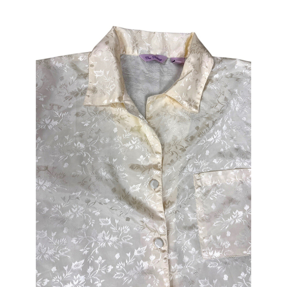 Cool Clothing Pajama Set Large Short Sleeve Shirt Pants Cream satin - Picture 3 of 6